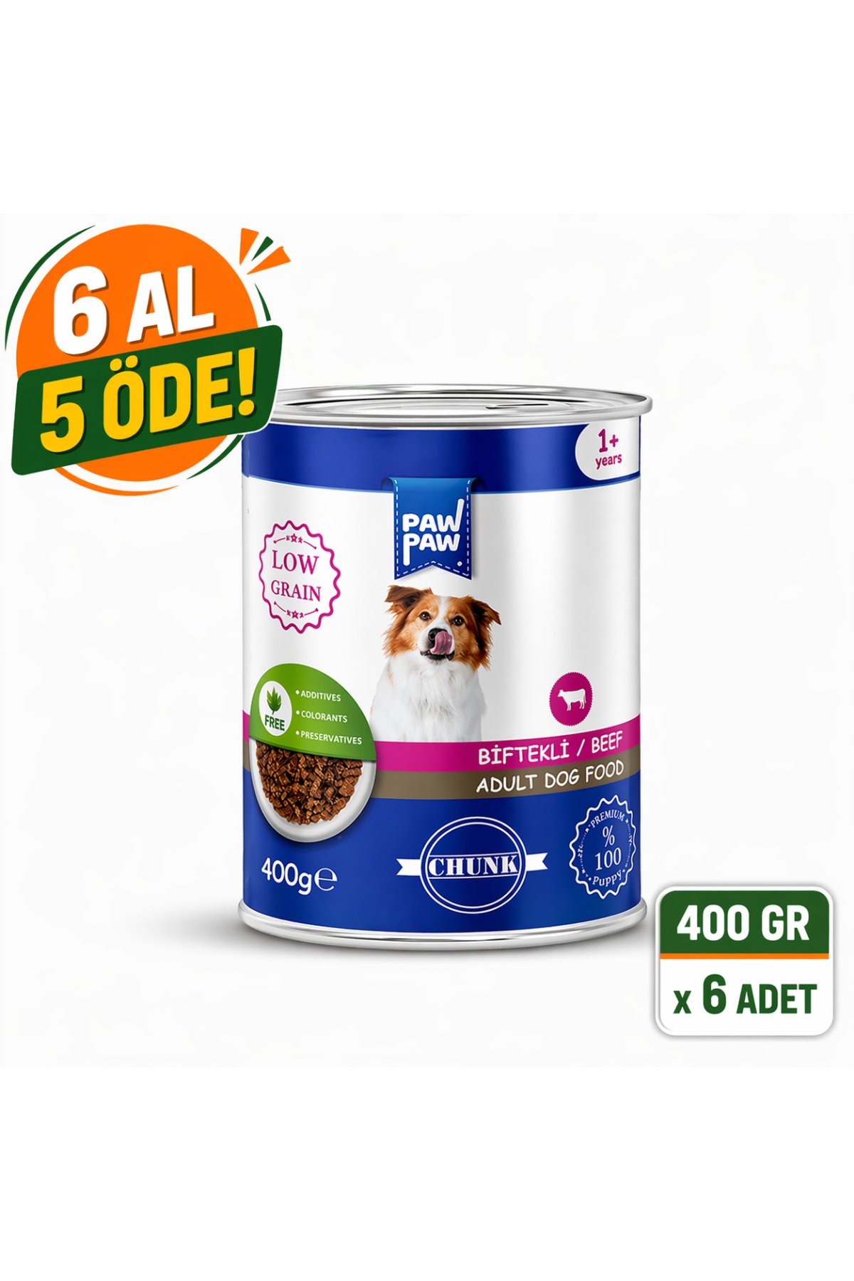 Biftekli Yetişkin Köpek Konservesi 400 gr | 6 Al 5 Öde