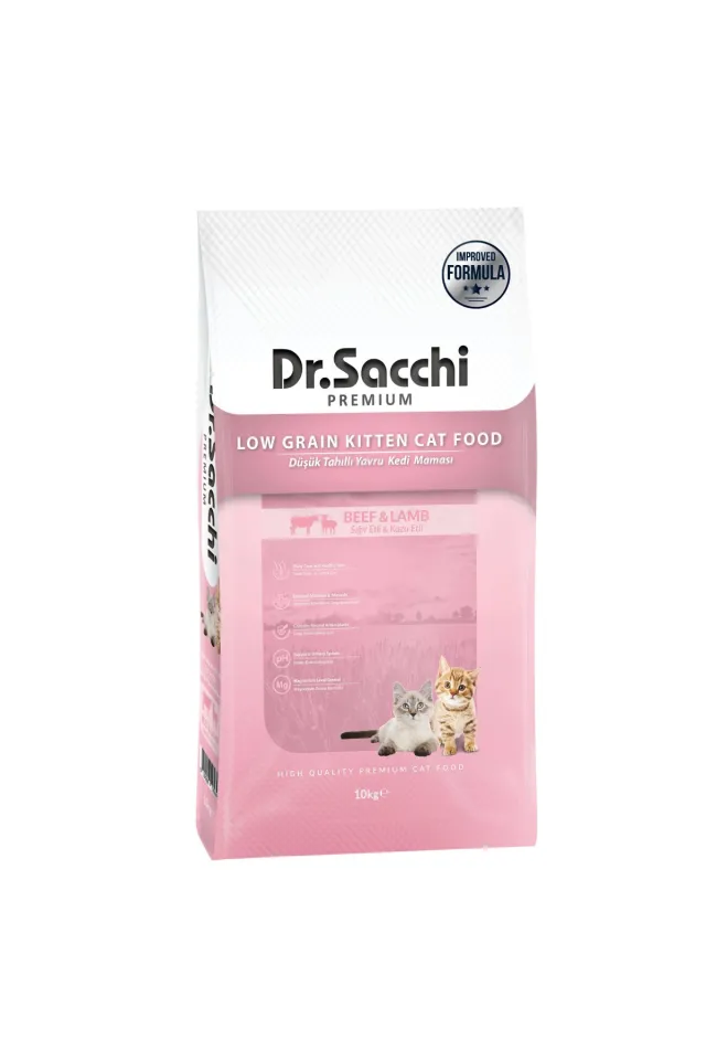 Premium Düşük Tahıllı Sığır Etli ve Kuzu Etli Yavru Kedi Maması 10 Kg