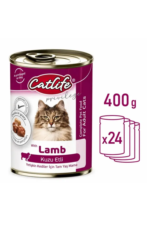 Kuzu Etli Kedi Konservesi 400Gr 24lü Paket