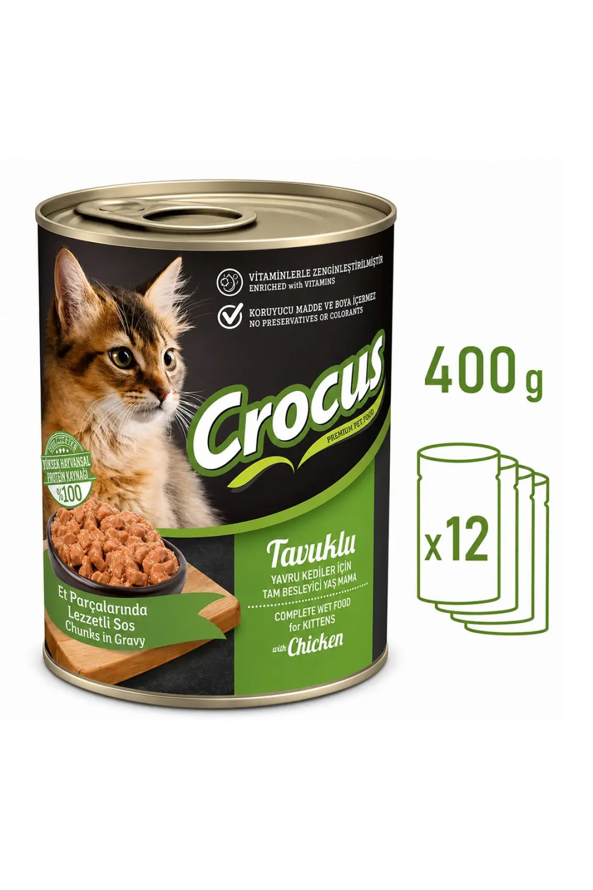 Tavuklu Yavru Kedi Konservesi 400gr 12li Paket