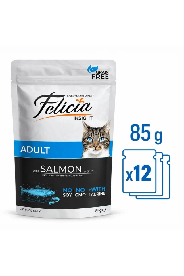 Pouch Tahılsız Somon Balıklı Yaş Kedi Maması 85gr 12li Paket