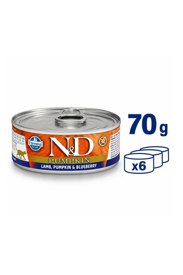 Kuzu Yaban Mersini ve Balkabaklı Yetişkin Kedi Konservesi 70gr 6lı Paket