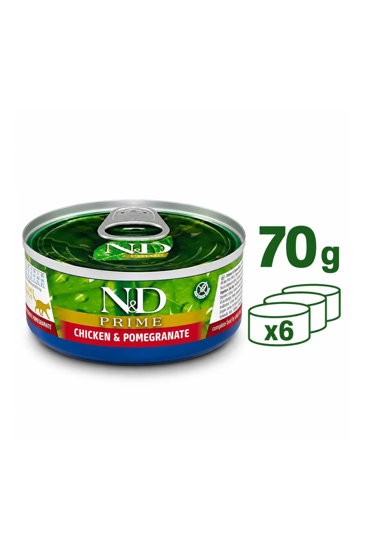 Prime Tavuklu ve Narlı Tahılsız Yetişkin Konserve Kedi Maması 70gr 6lı Paket