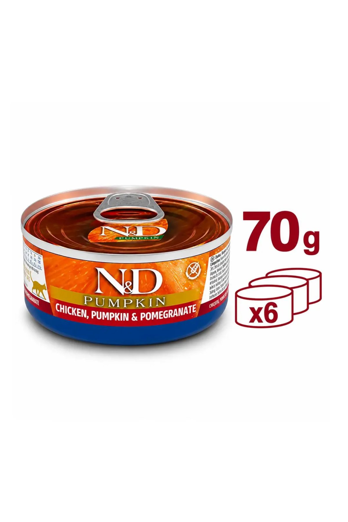 Pumpkin Balkabaklı Tavuklu ve Narlı Tahılsız Yetişkin Konserve Kedi Maması 70gr 6lı Paket