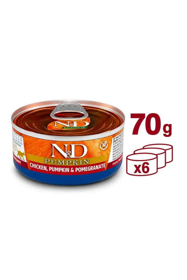 Pumpkin Balkabaklı Tavuklu ve Narlı Tahılsız Yetişkin Konserve Kedi Maması 70gr 6lı Paket
