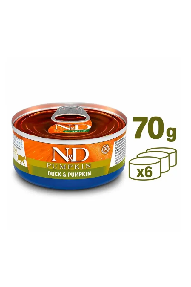 Pumpkin Balkabaklı Ördekli Tahılsız Yetişkin Konserve Kedi Maması 70gr 6lı Paket