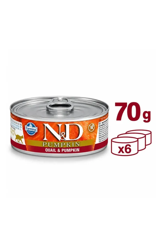 Tahılsız Bıldırcın ve Balkabaklı Yetişkin Kedi Konservesi 70gr 6lı Paket