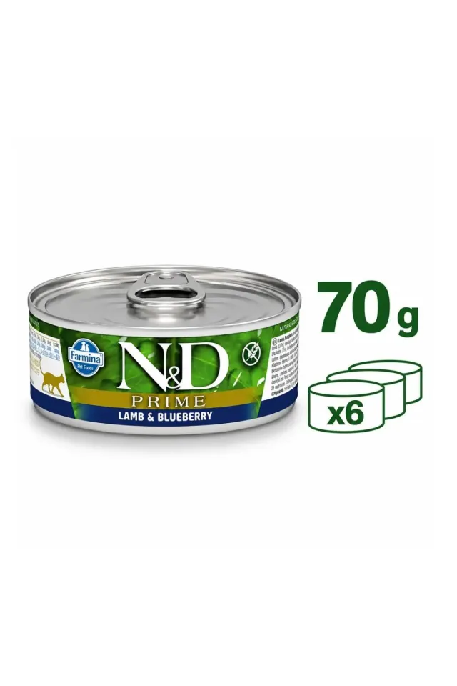 Tahılsız Kuzu Etli ve Yaban Mersinli Kedi Konservesi 70gr 6lı Paket