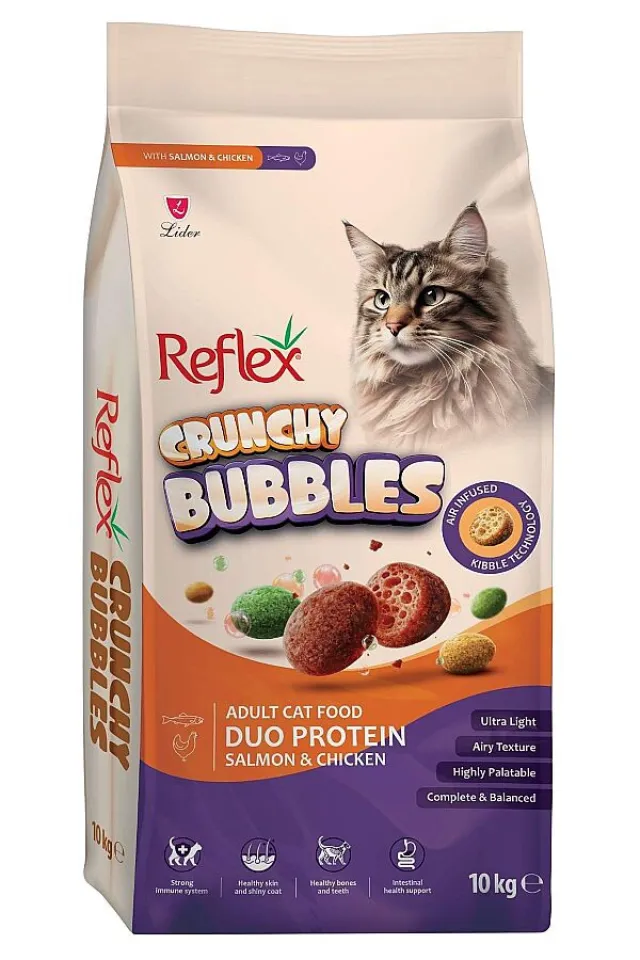 Crunchy Bubbles Duo Protein Somon Balıklı ve Tavuklu Yetişkin Kedi Maması 10kg