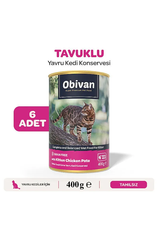 Tahılsız Tavuk Etli Ezme Yavru Kedi Konservesi 400 gr x 6 Adet