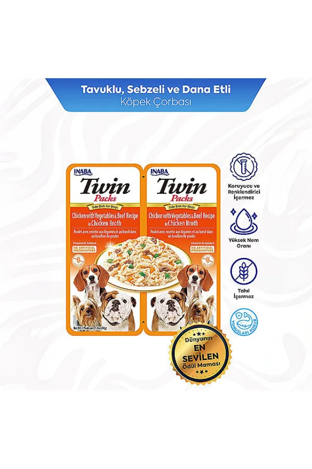 Twin Packs Tavuklu, Sebzeli ve Dana Etli Köpek Ödül Maması 40 g (2'li)