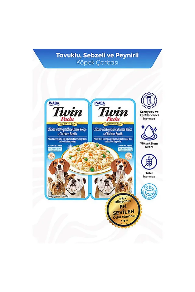 Twin Packs Tavuklu, Sebzeli ve Peynirli Köpek Ödül Maması 40 g (2'li)