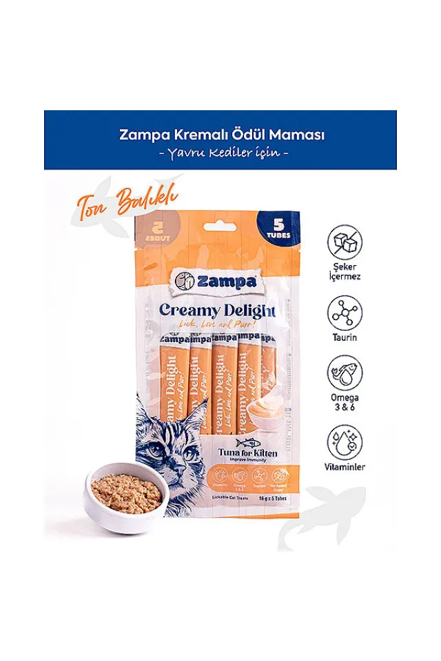Creamy Delight  Ton Balıklı Yavru Kedi Krema Ödülü 16 g (5'li Paket)