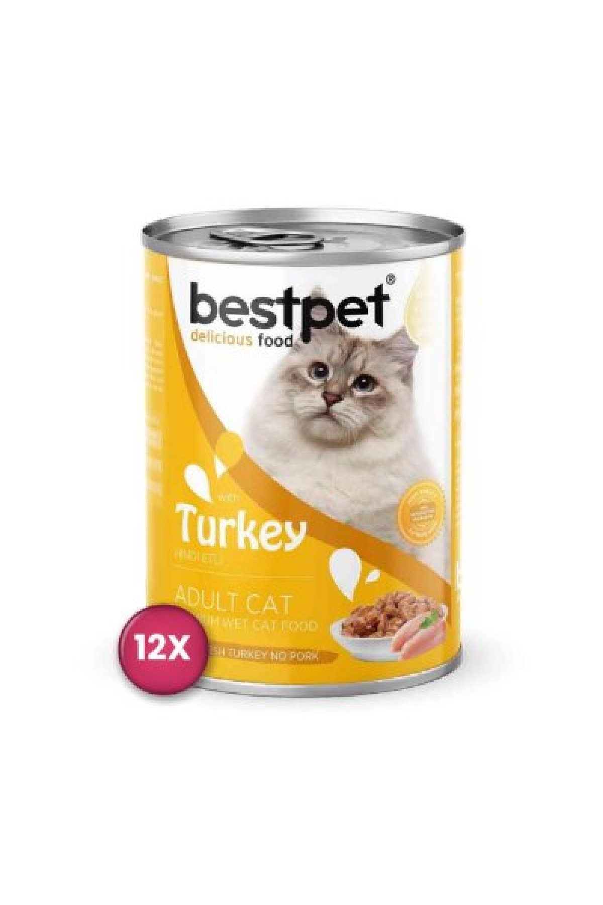 Hindi Etli Yetişkin Kedi Konservesi 400 gr x 12 Adet