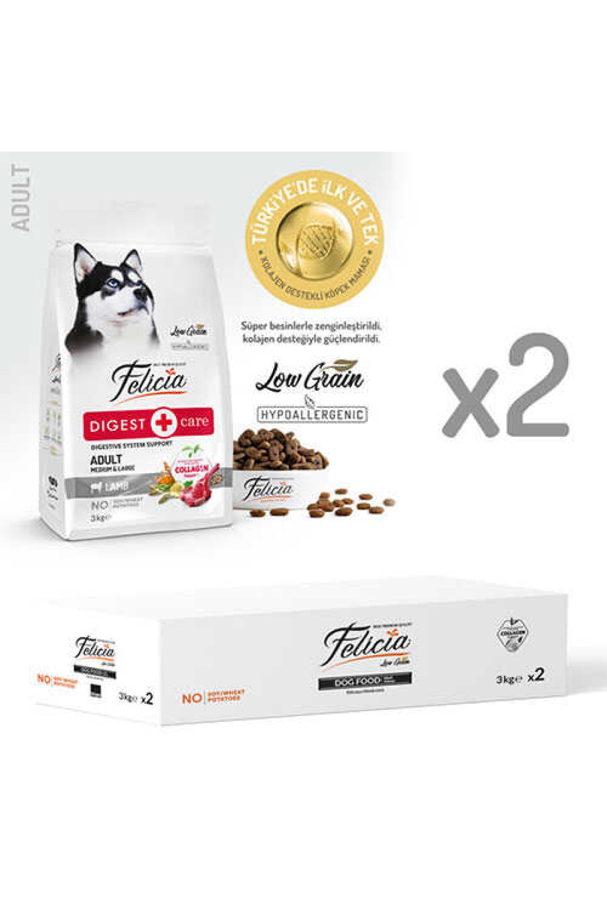 Hypoallergenic Medium Large Kuzulu Düşük Tahıllı Yetişkin Köpek Maması 6 Kg