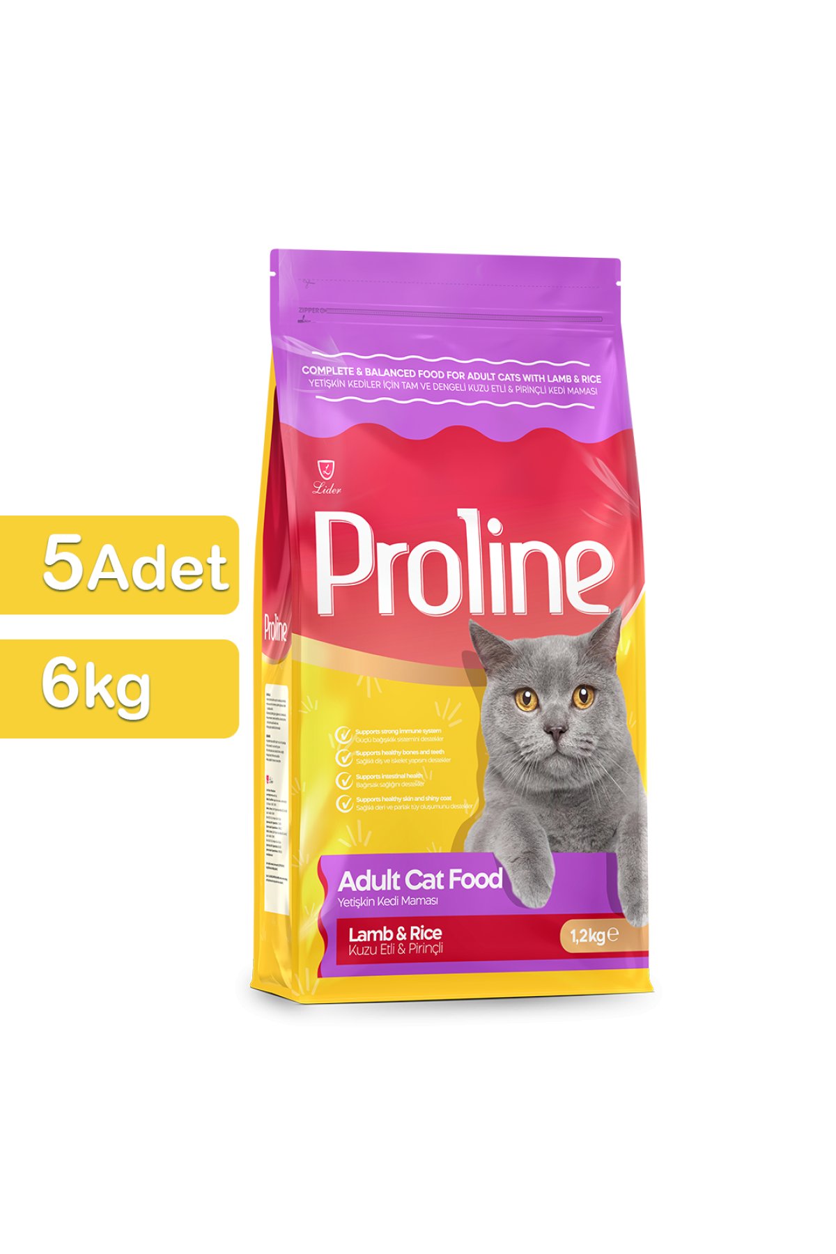 Kuzu Etli Yetişkin Kedi Maması 1,2 Kg x 5 Adet