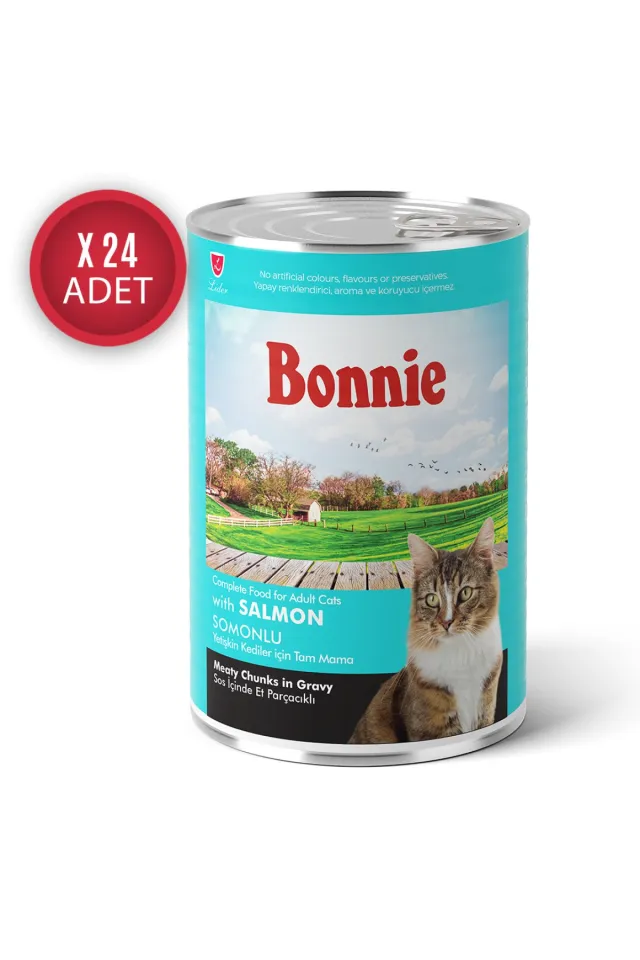 Somonlu Sos İçinde Et Parçacıklı Kedi Konservesi 400g x 24 Adet