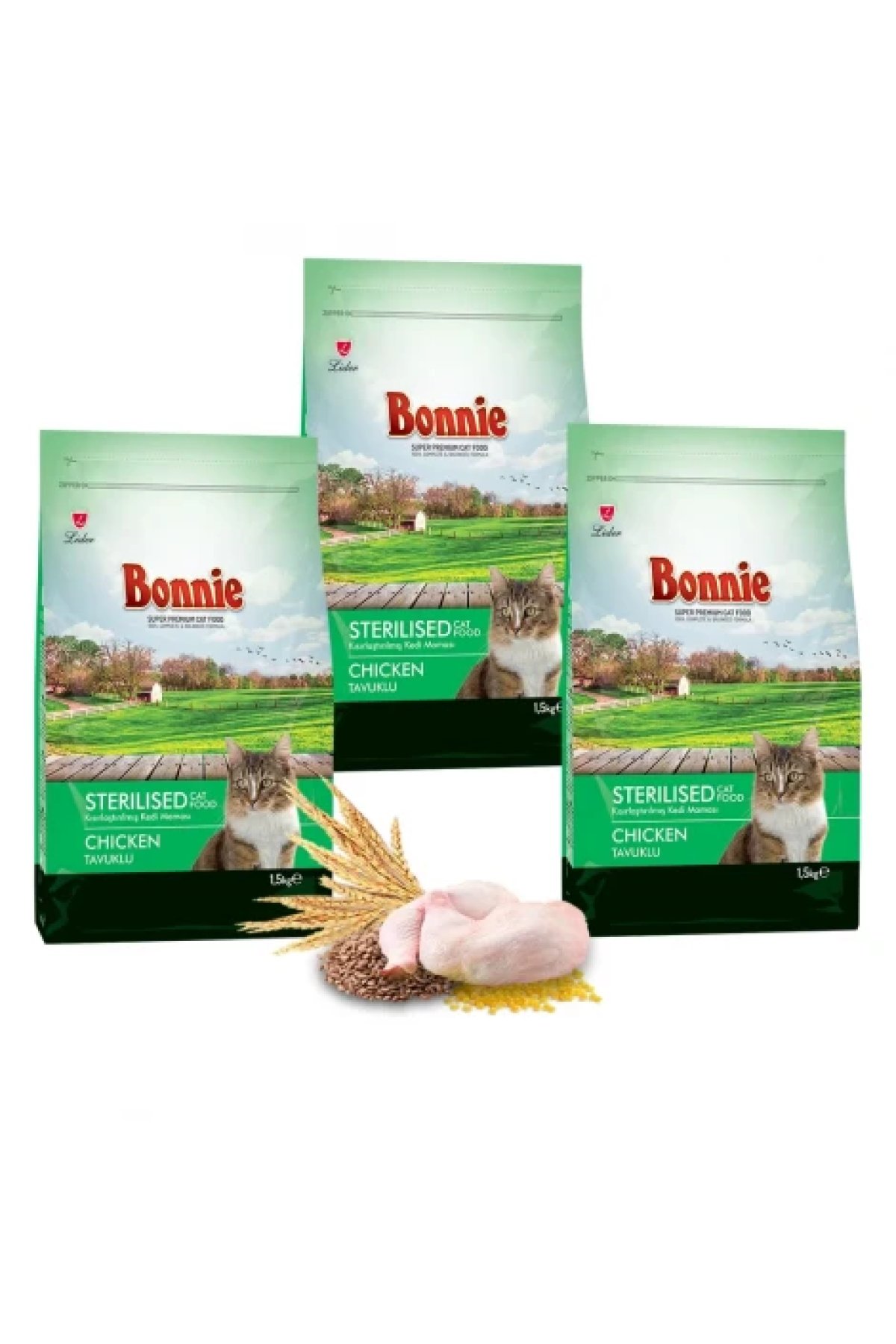 Kısırlaştırılmış Tavuklu Kedi Maması 1,5 Kg x 3 Adet