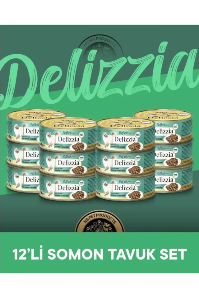 Plus Delizzia Yetişkin Somonlu-Tavuklu Gravy Kedi Maması 12x85 gram