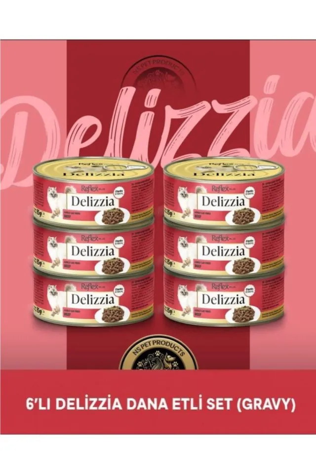 Plus Delizzia Yetişkin Dana Etli Gravy Kedi Maması 6x85 gram