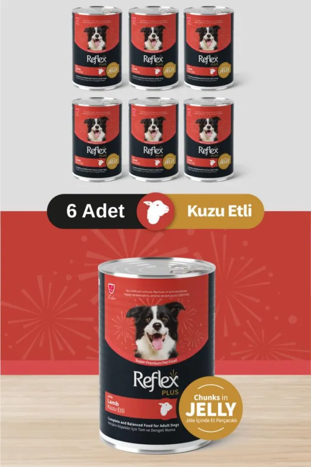 Plus Parça Kuzu Etli Köpek Konservesi 6X400 Gr