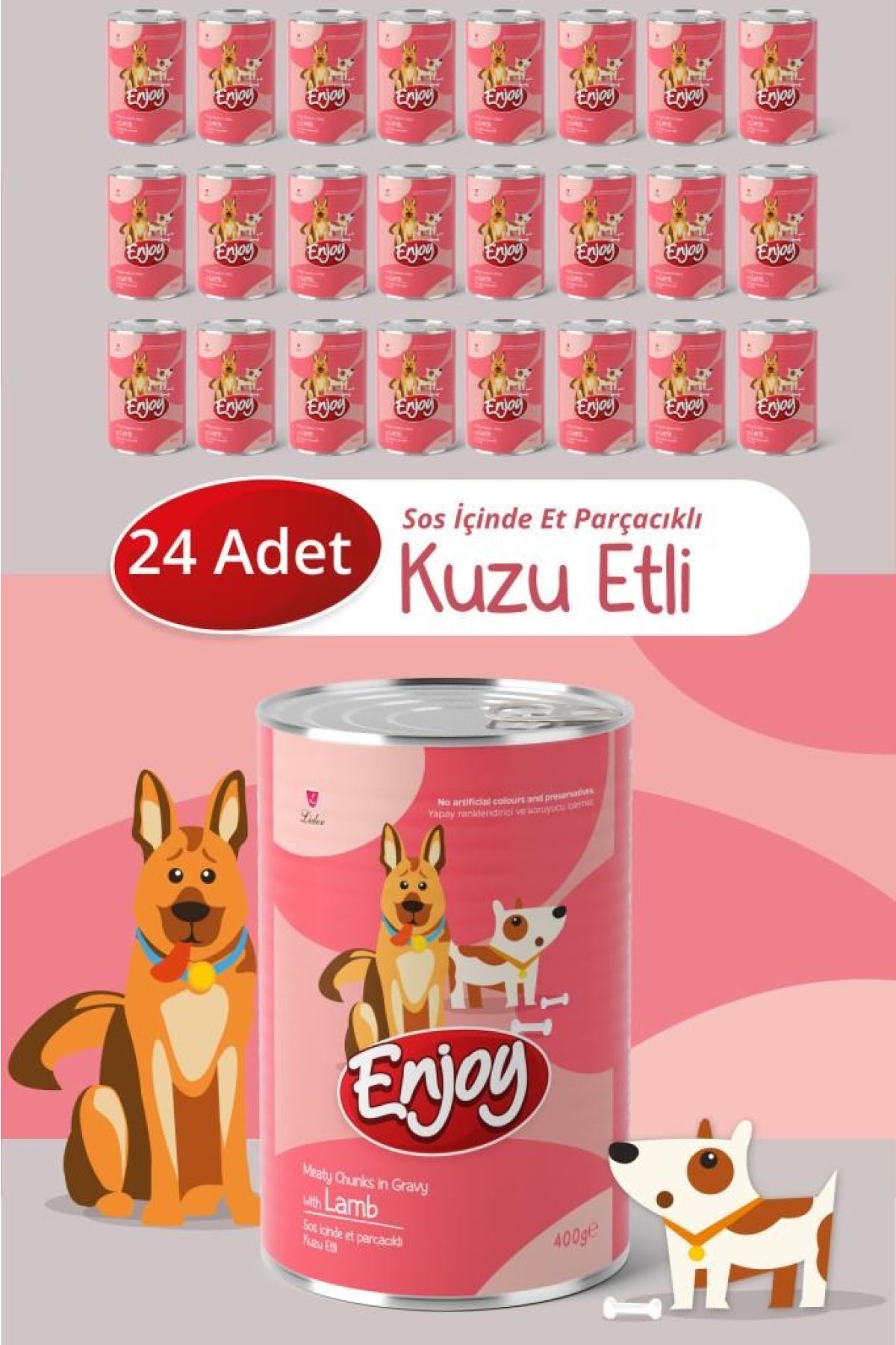 Kuzu Etli Köpek Konservesi Sos İçinde Et Parçacıklı 400 Gr x24
