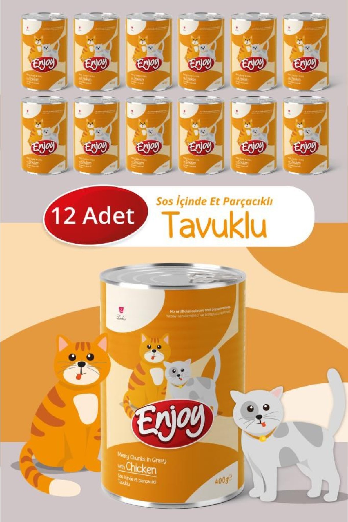 Tavuklu Kedi Konservesi Sos İçinde Et Parçacıklı 400 Gr x12