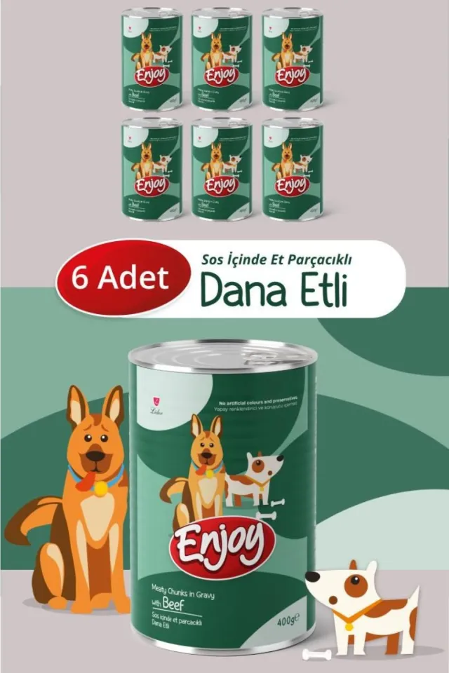 Dana Etli Köpek Konservesi Sos İçinde Et Parçacıklı 400 Gr x6
