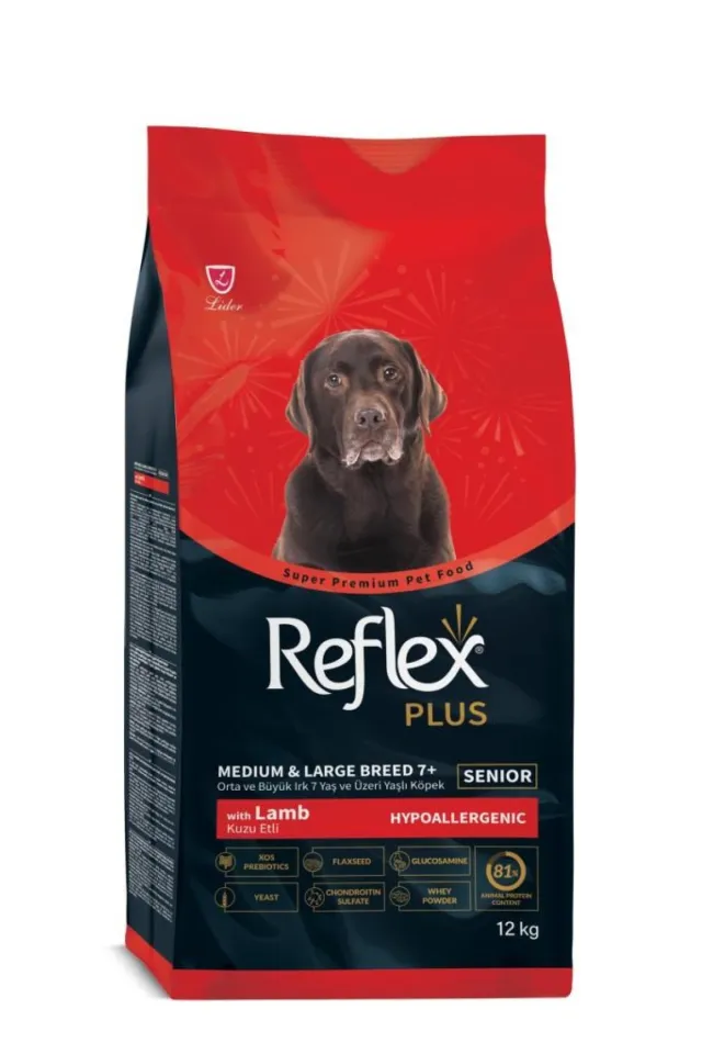 Plus Orta ve Büyük Irk +7 Yaş Üzeri Yaşlı Köpek Maması 12 kg