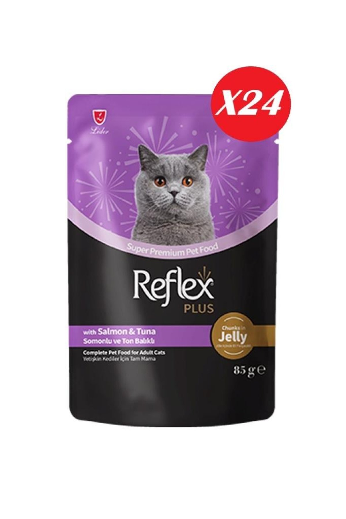 Plus Jöle İçinde Somonlu ve Ton Balıklı Yetişkin Kedi Konservesi 85 gr*24 Adet