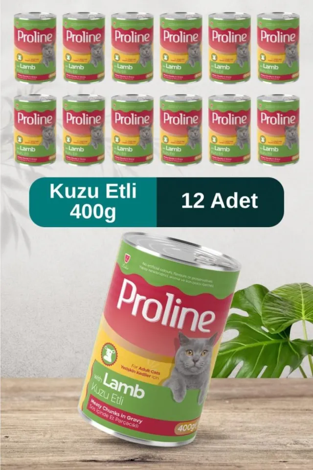 Kuzu Etli Sos İçinde Et Parçacıklı Yetişkin Kedi Konservesi 400g x 12 Adet