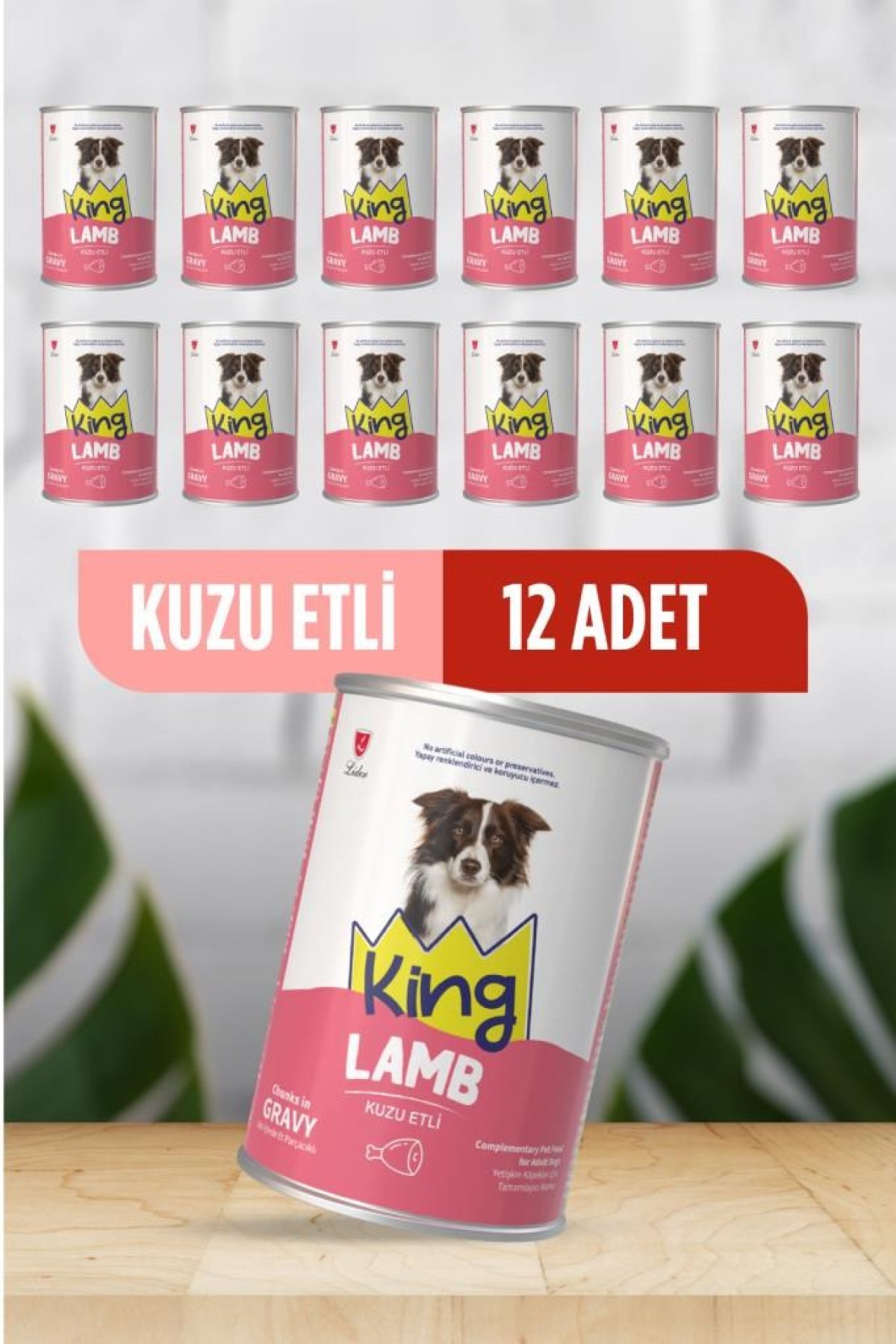 Sos İçerisinde Et Parçacıklı Kuzu Etli Köpek Konservesi 400 G x 12 Adet