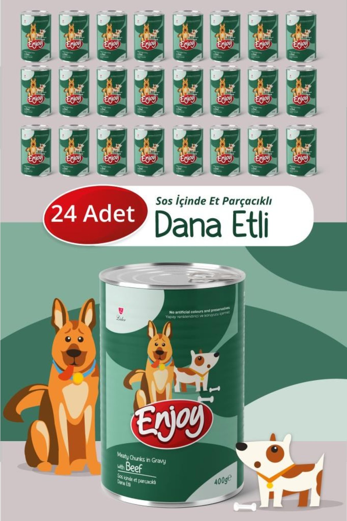 Dana Etli Köpek Konservesi Sos İçinde Et Parçacıklı 400 Gr x24