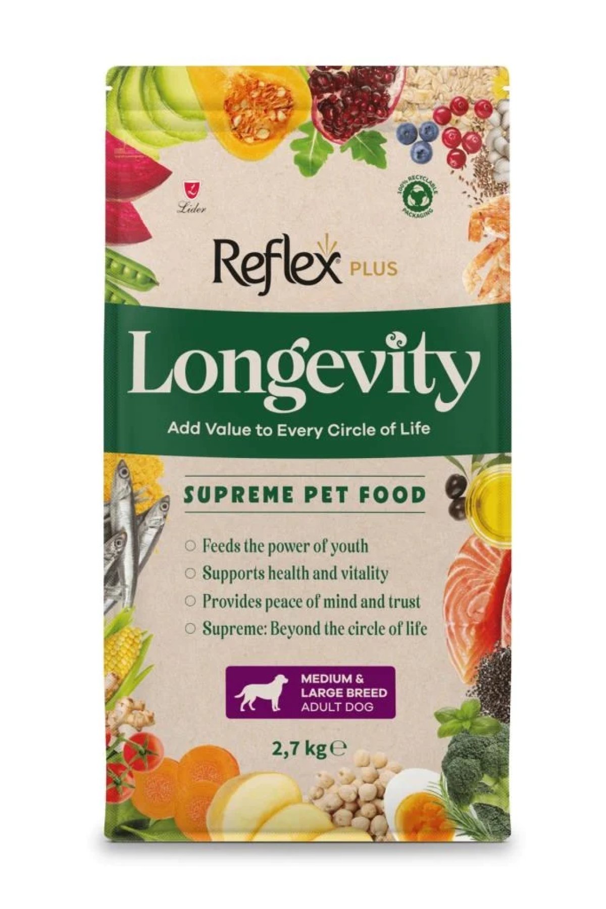 Plus Longevity Orta ve Büyük Irk Yetişkin Köpek Maması 2700g
