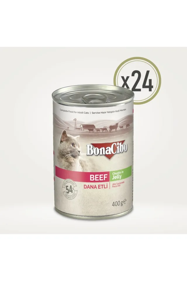 Jöleli Dana Etli Yetişkin Kedi Yaş Maması 400 g x  24 Adet