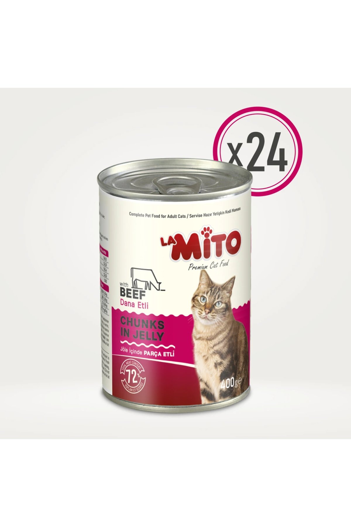 Jöleli Dana Etli Yetişkin Kedi Yaş Maması 400 gr x  24 Adet