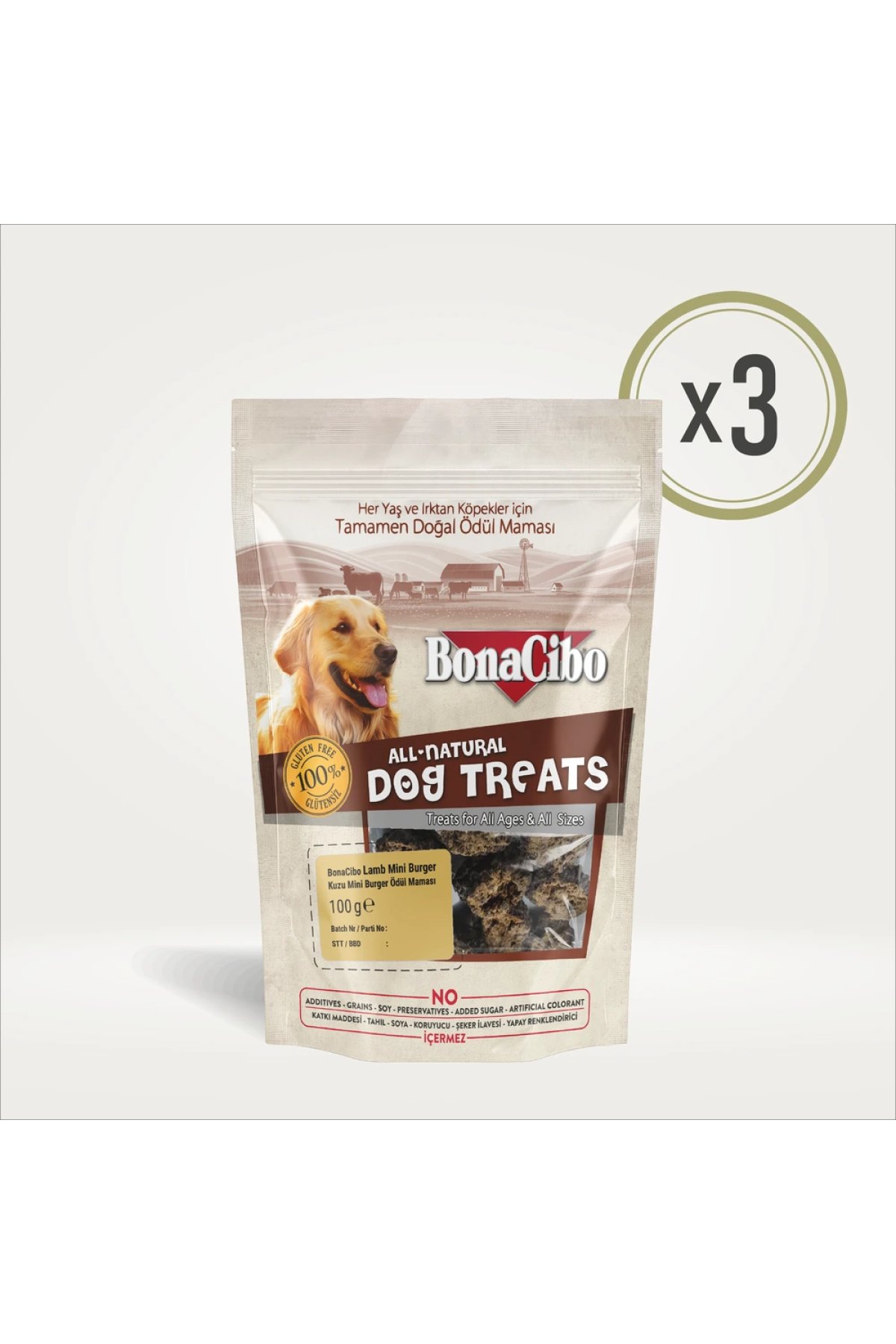 Kuzu Etli Mini Burger Köpek Ödül Maması 100 g x 3 Adet
