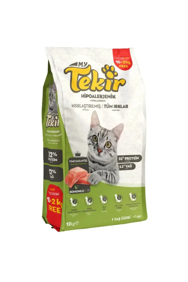 Sterilised Hipoalerjenik Somonlu Kısırlaştırılmış Kedi Maması 12 Kg
