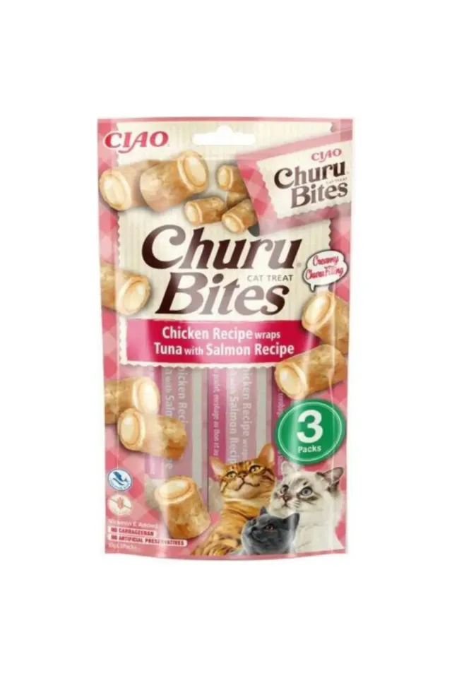 Bites Tavuk Sargılı Ton Balıklı ve Somonlu Kedi Ödülü 3x10 Gr