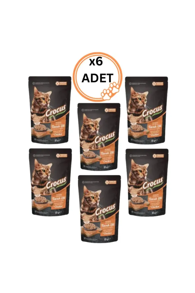 6 ADET Crocus Tahılsız Jöleli Tavuklu Kedi Konservesi 85 gr x6