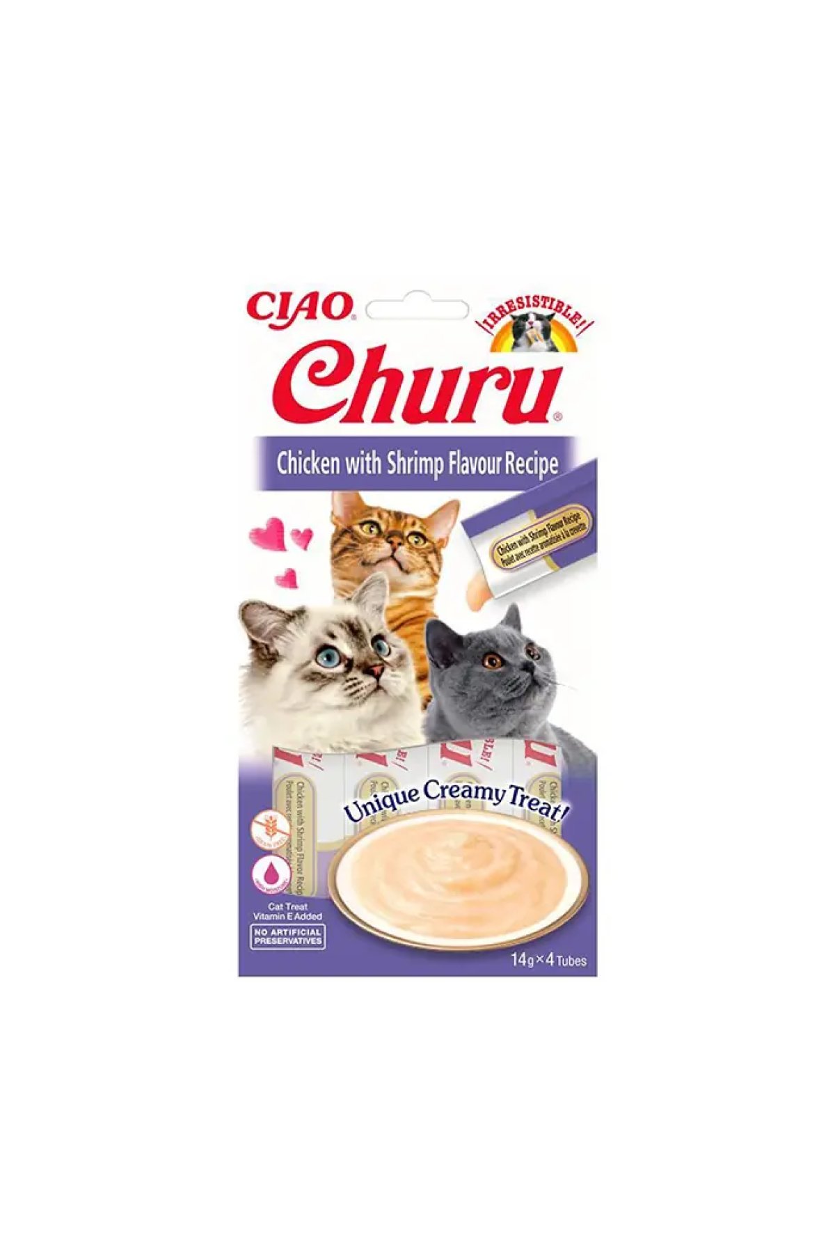Cream Tavuklu ve Karidesli Sıvı Kedi Ödül Maması 4x14gr