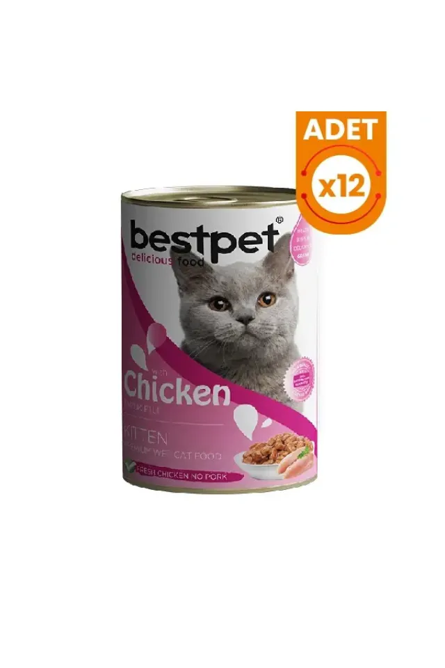 Tavuklu Jöleli Yavru Konserve Kedi Maması 12 Adet 400 Gr