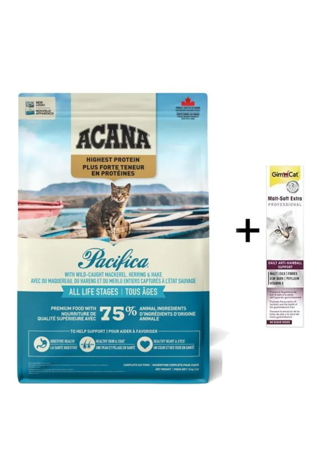 Pacifica Balıklı Tahılsız Kedi Maması 1,8 kg (Gimcat Malt - Soft Extra 20 g Hediyeli)