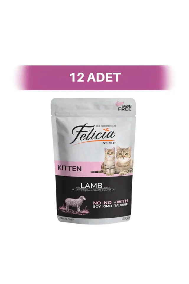 Tahılsız Kuzu Etli Pouch Yavru Kedi Yaş Maması 12 x 85 gr