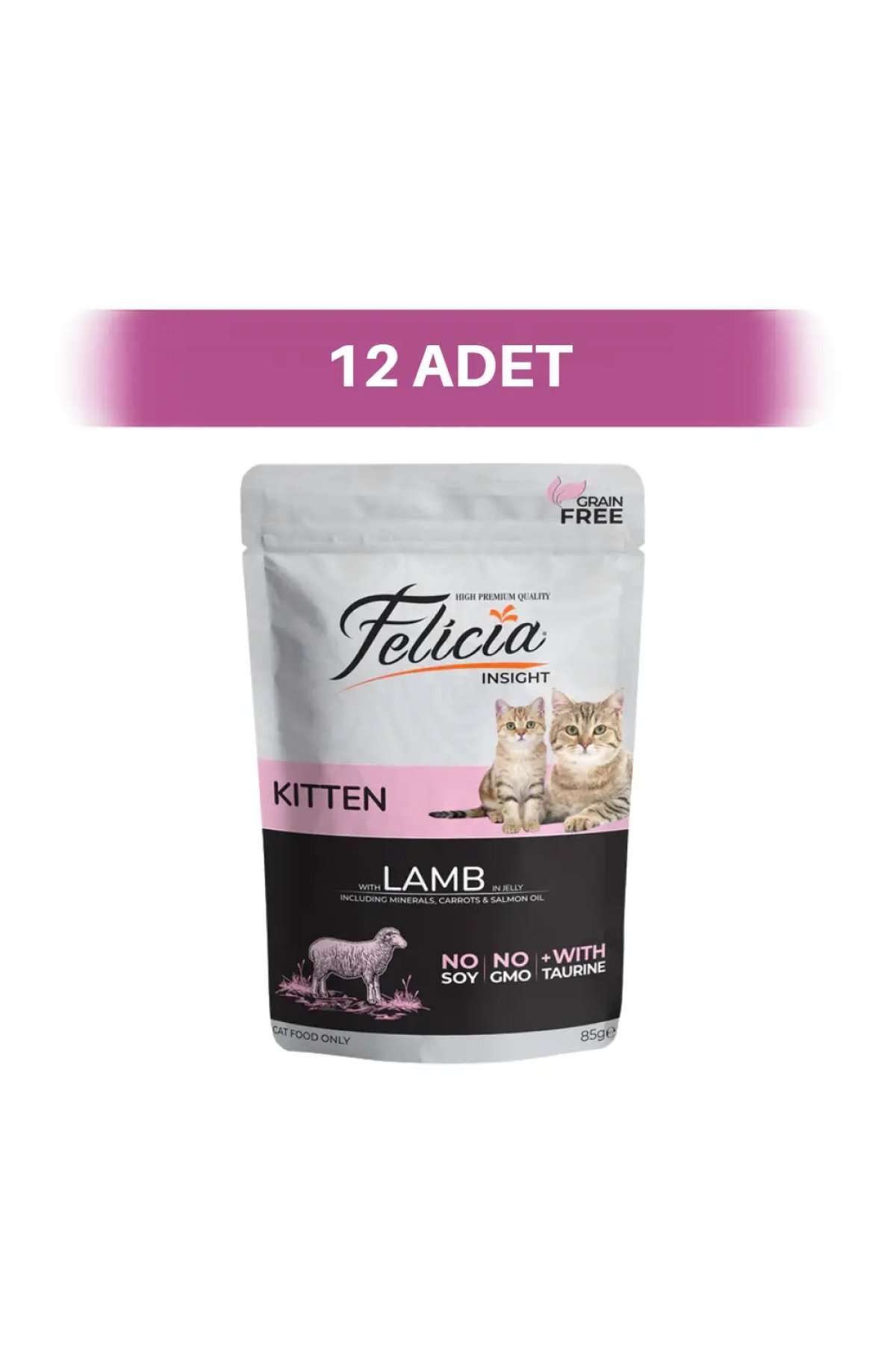 Tahılsız Kuzu Etli Pouch Yavru Kedi Yaş Maması 12 x 85 gr