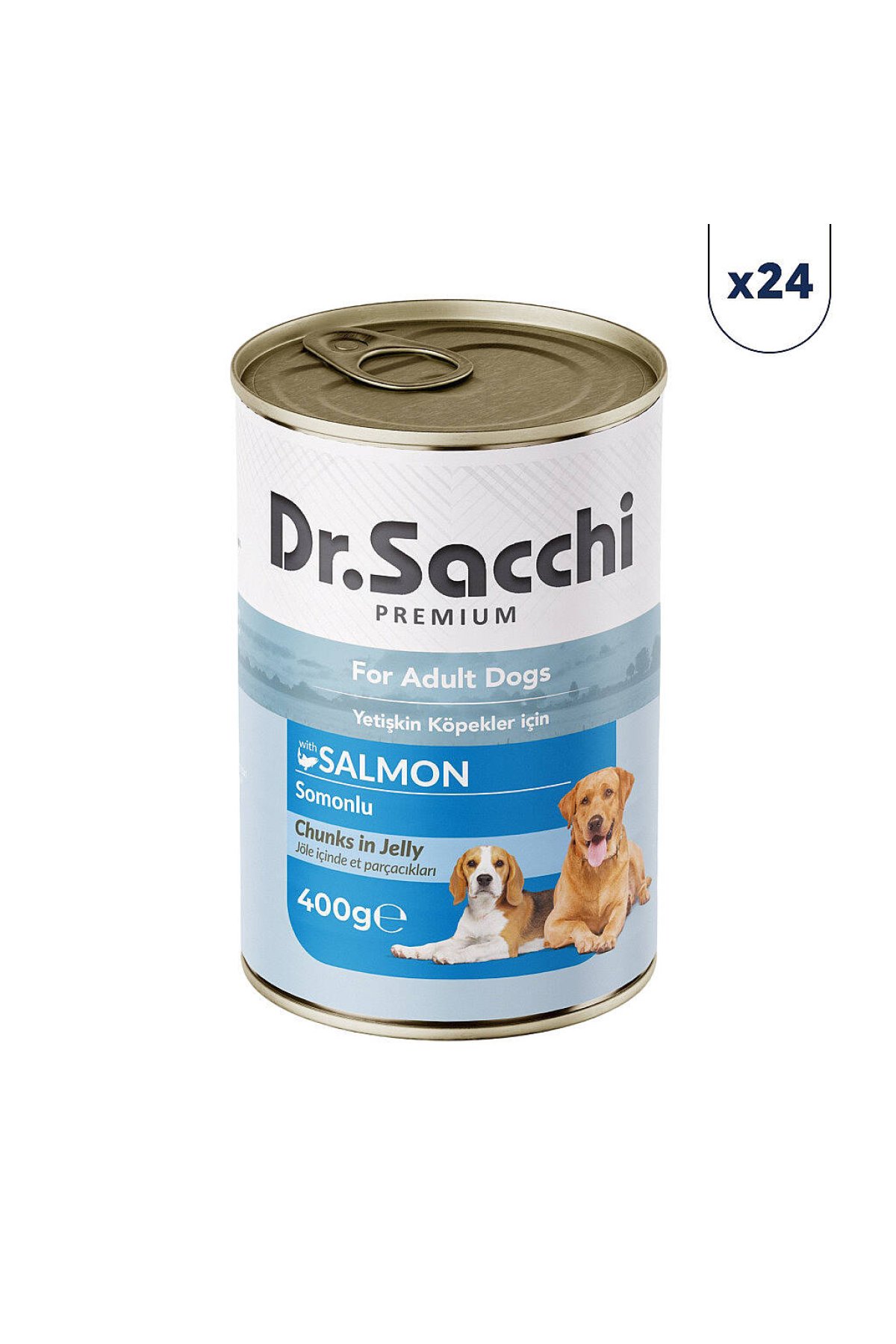 Jöle İçinde Et Parçalı Somonlu Yetişkin Köpek Konserve 400 gr 24'lü