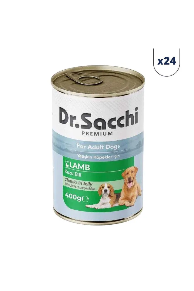 Jöle İçinde Et Parçalı Kuzu Etli Yetişkin Köpek Konservesi 400 gr 24'lü