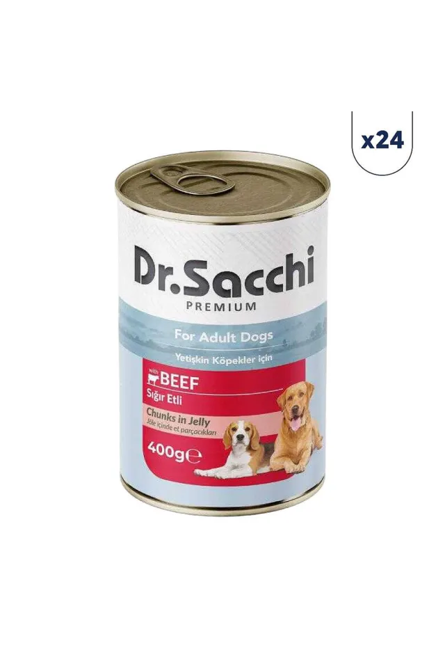 Jöle İçinde Et Parçalı Sığırlı Yetişkin Köpek Konserve 400 gr 24'lü
