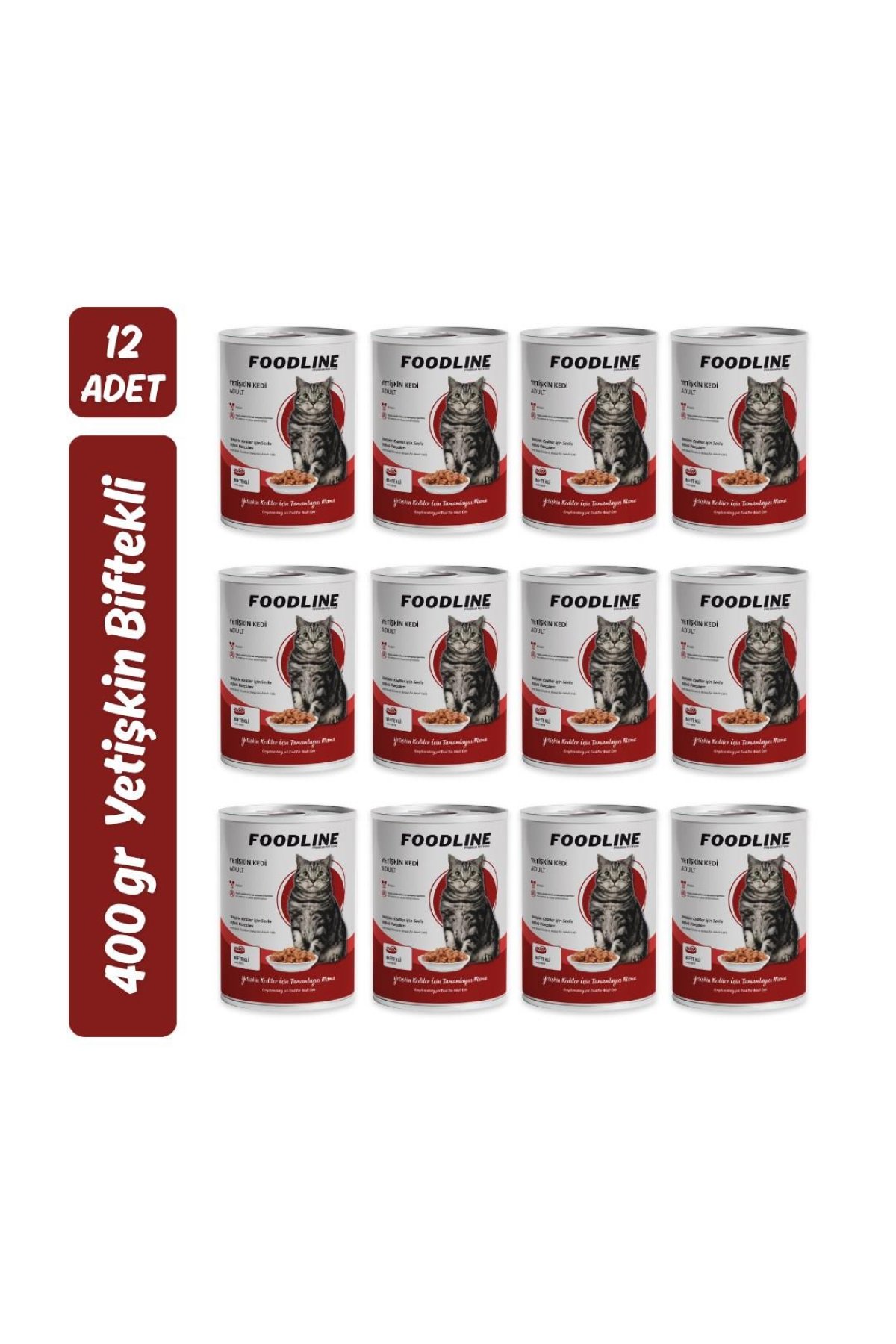 Biftekli Yetişkin Kedi Konservesi 400 Gr x 12 Adet