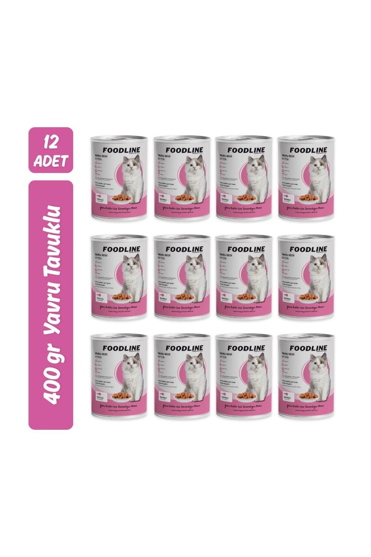 Tavuklu Yavru Kedi Konservesi 400 Gr x 12 Adet
